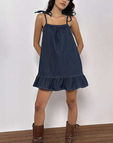 Mini Dress in Chambray Indigo