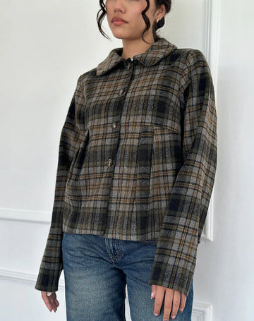 Swing Coat in Check Yellow