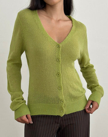 Cardigan in Sheer Knit Green